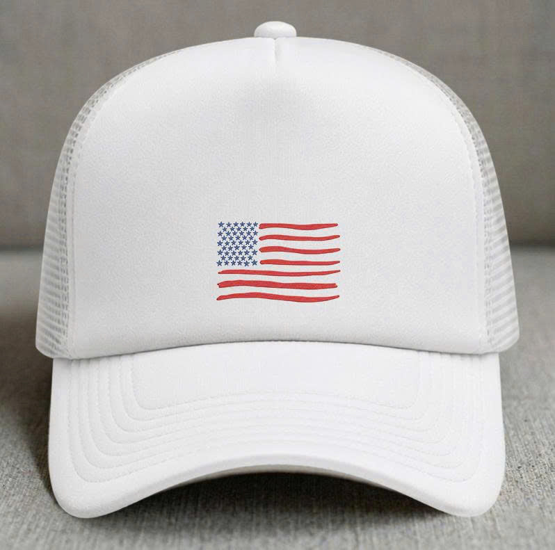 AMERICAN FLAG EMBROIDERED TRUCKER HAT MC-0001