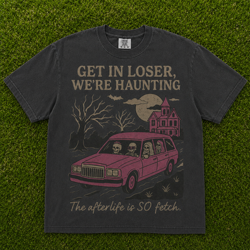 PINK HEARSE SPOOKY SEASON GRAPHIC T-SHIRT AV-00108