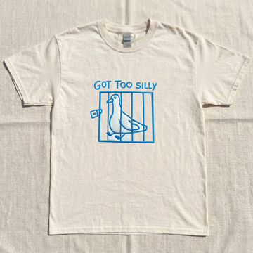 GOT TOO SILLY PIGEON IN CAGE EMBROIDERED TEE CT-0023