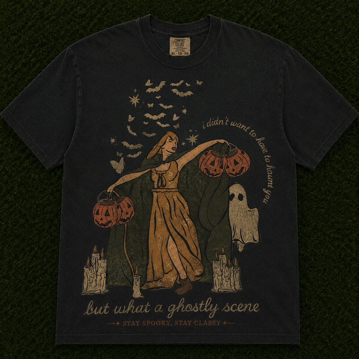 BUT WHAT A GHOSTLY SCENE VINTAGE HALLOWEEN T-SHIRT AV-0099