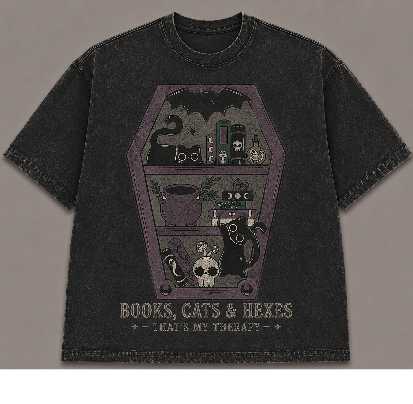 BOOKS, CATS & HEXES HALLOWEEN T-SHIRT AV-00170