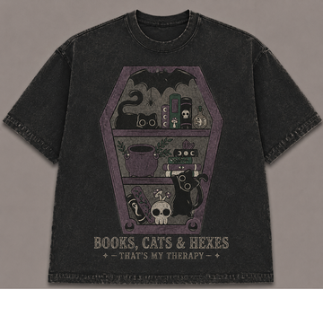 BOOKS, CATS & HEXES HALLOWEEN T-SHIRT AV-00170