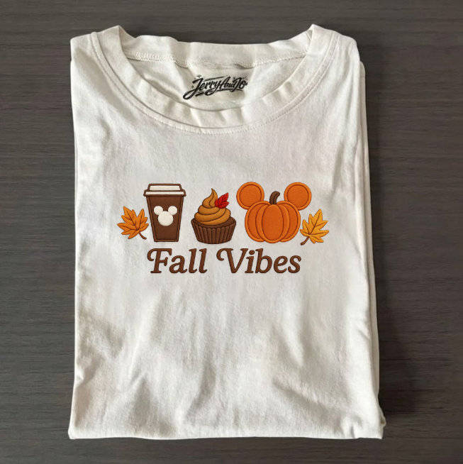 AUTUMN PUMPKIN COFFEE CUPCAKE MOUSE INSPIRED EMBROIDERY SHIRT AV-0004