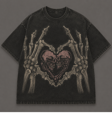 GOTHIC SKULL HEART VINTAGE HALLOWEEN GRAPHIC T-SHIRT AV-00186