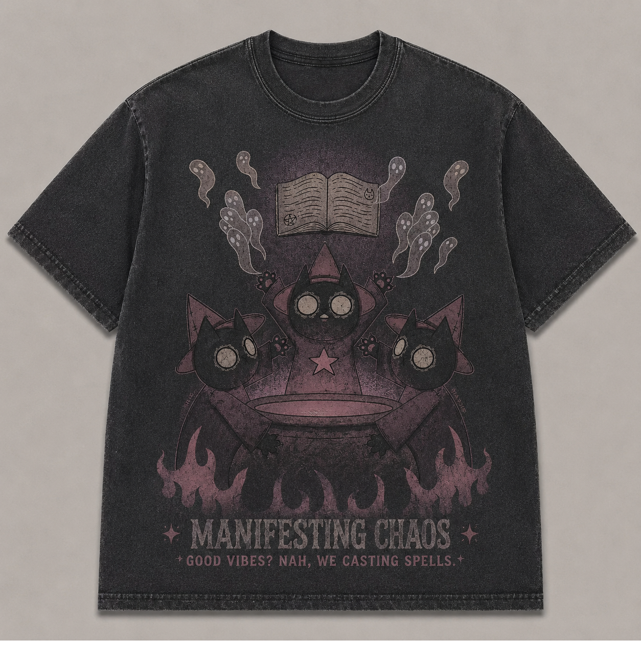 MANIFESTING CHAOS WITCH CATS HALLOWEEN T-SHIRT AV-00165