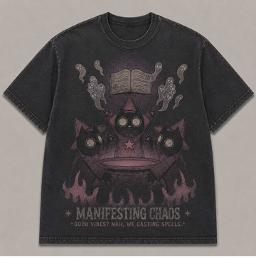MANIFESTING CHAOS WITCH CATS HALLOWEEN T-SHIRT AV-00165