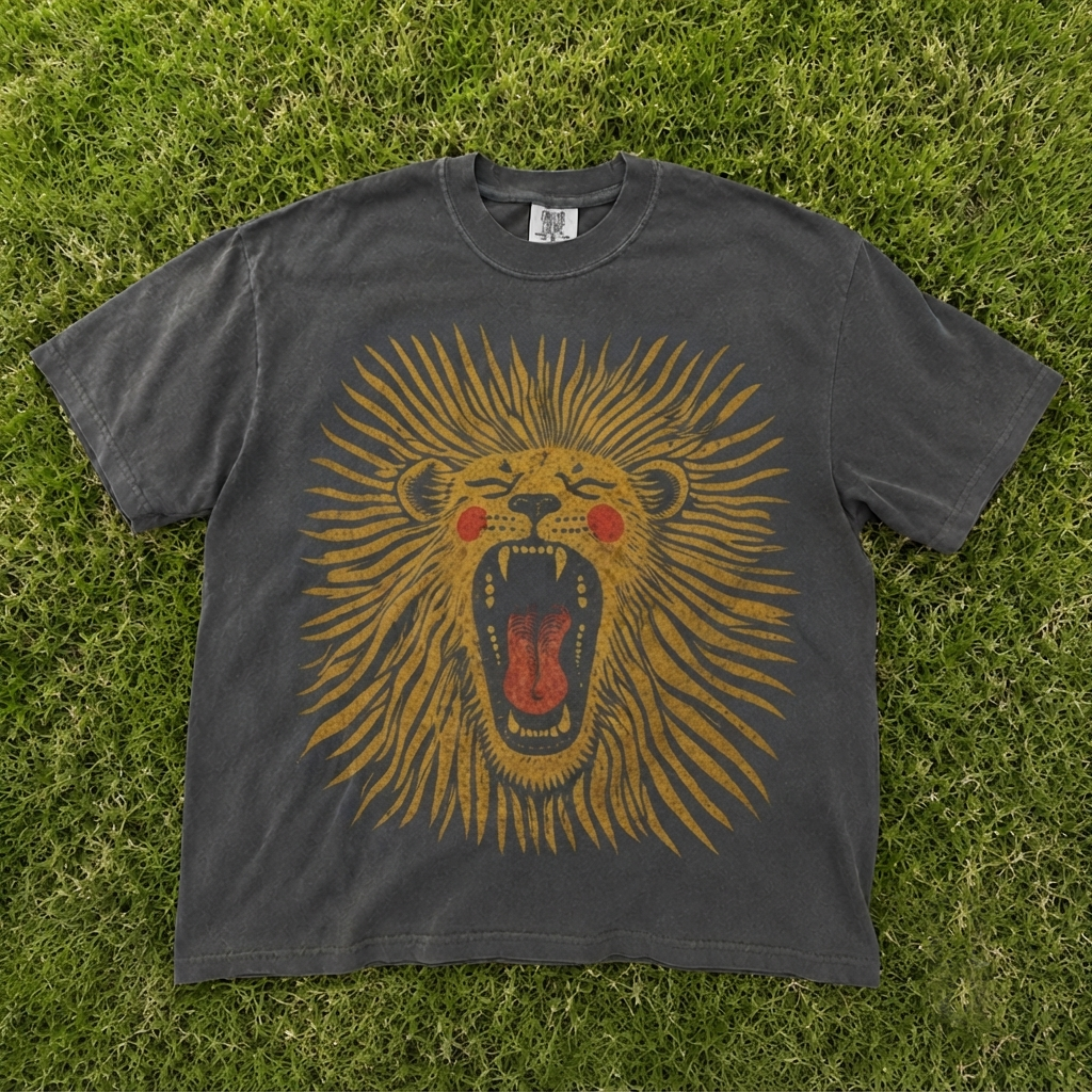 Vintage Boho Lion Shirt, Oversize, Womens, Unisex Comfort Colors T-Shirt AK-047