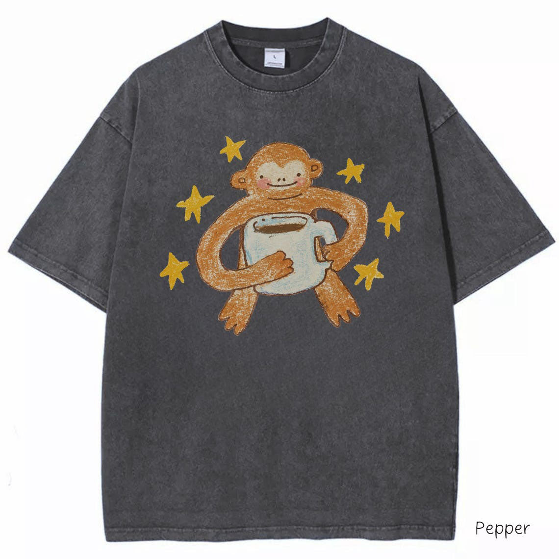 Cute Monkey Shirt, Coffee Lover Graphic Tee, Funny Monkey T Shirt B-0094