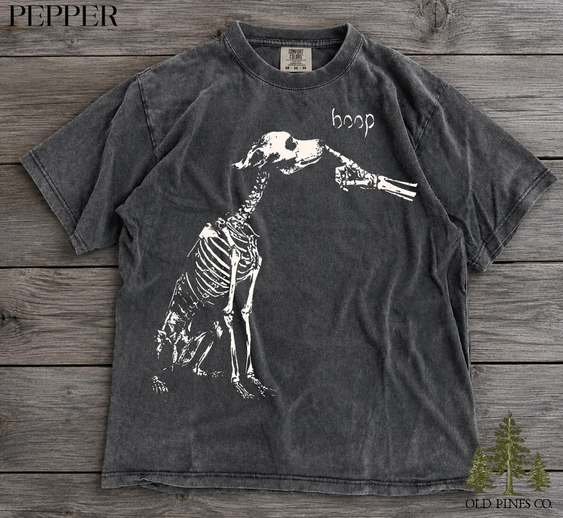 Dog Skeleton Boop Comfort Colors Funny Shirt, Boop Dog Halloween Tee and Sweatshirt, Spooky Lover Gift, Dog Mom B-00131