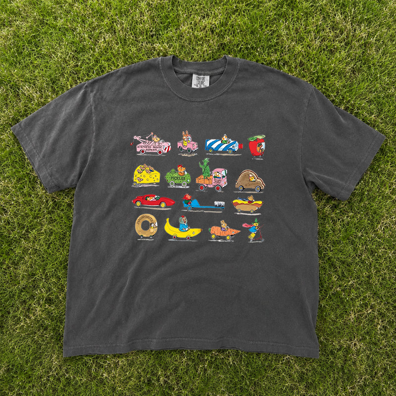 Retro Cars and Trucks Tee, Cute Nostalgic Cartoon T-Shirt, Richard Scarry Busytown Shirt T-Shirt AK-096