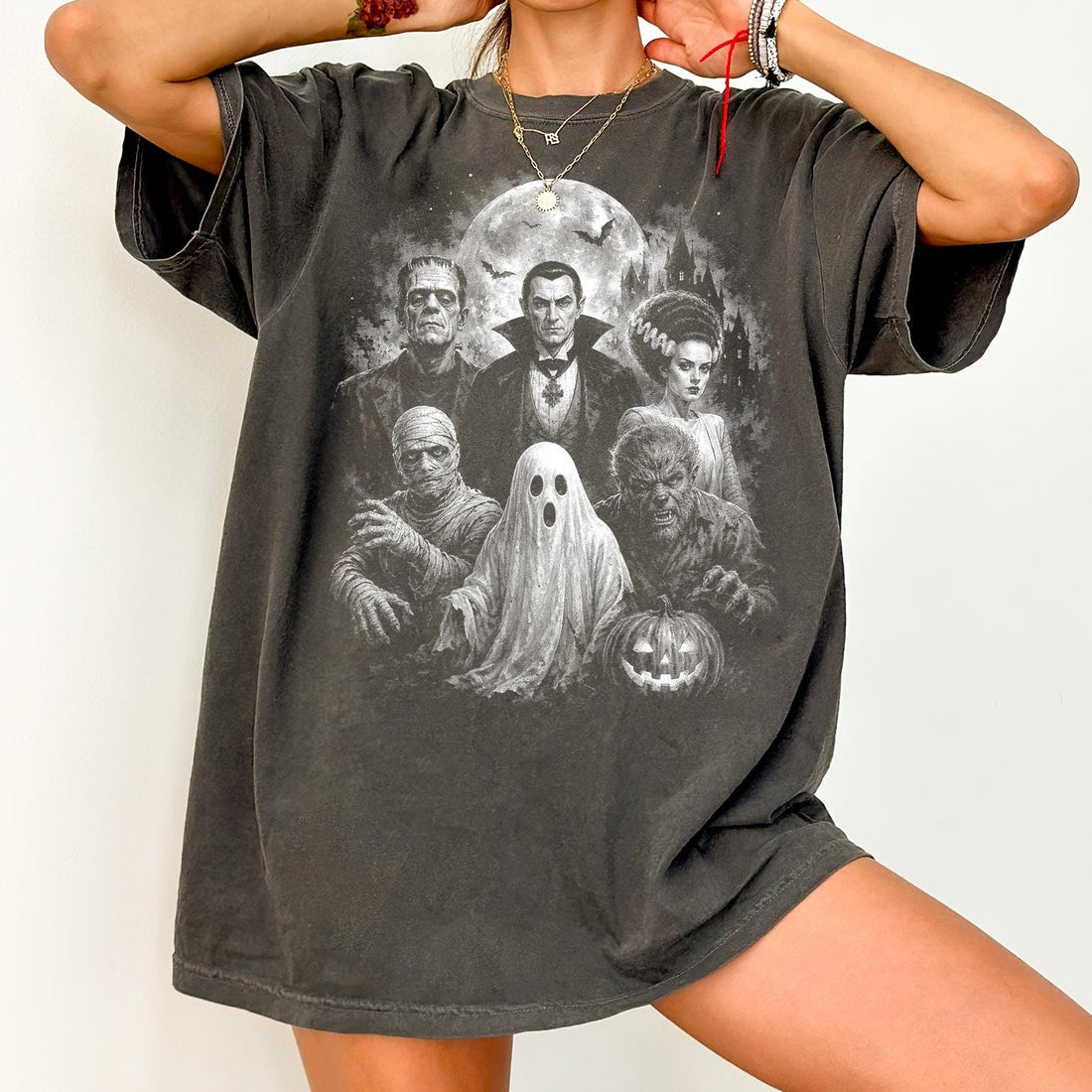 VINTAGE HORROR MOVIE T-SHIRT, CLASSIC MONSTERS HALLOWEEN T-SHIRT BT-00251