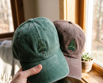 VINTAGE EMBROIDERED CHRISTMAS TREE HAT, WASHED COTTON DAD CAP  QB-05