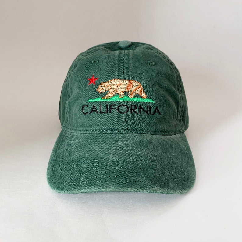 California Bear Cap California Flag Hat Calibear hat CA hat baseball hat map cap embroidered ballcap Washed Cotton Cap TK-0022