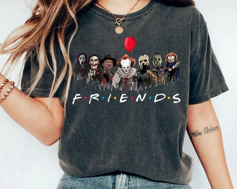 HORROR CHARACTERS FRIENDS SHIRT, FRIENDS HALLOWEEN SHIRT BT-00157