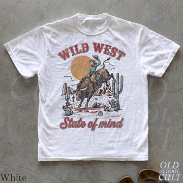 WILD WEST STATE OF MIND VINTAGE 90S GRAPHIC YOUTH AND ADULTS T-SHIRT - BT 0082