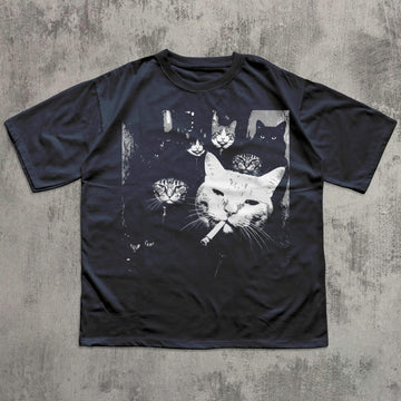 FUNNY GANGSTER CAT SHIRT, MEME CATS GRAPHIC TEE BT-0074
