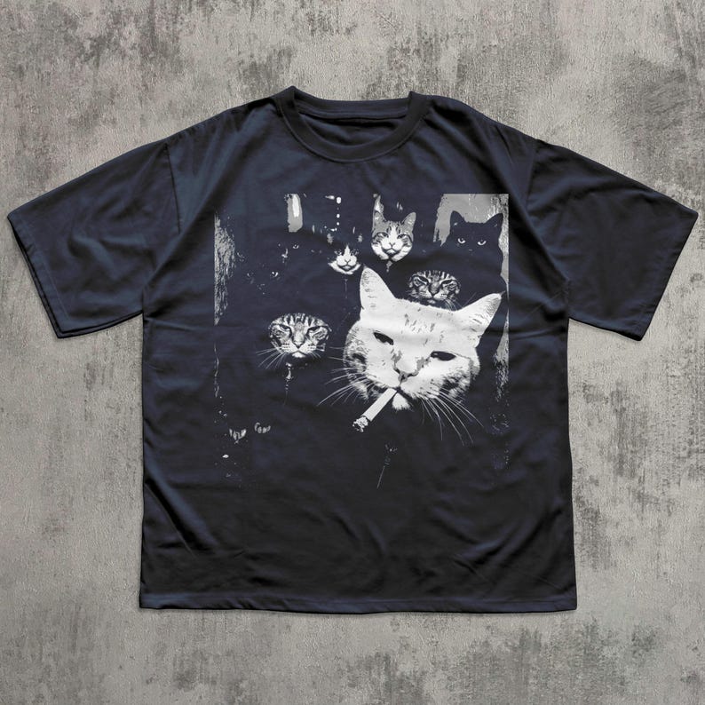 FUNNY GANGSTER CAT SHIRT, MEME CATS GRAPHIC TEE BT-0074