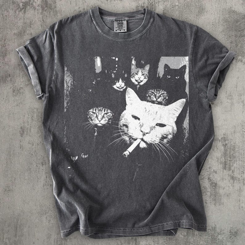 FUNNY GANGSTER CAT SHIRT, MEME CATS GRAPHIC TEE BT-0074