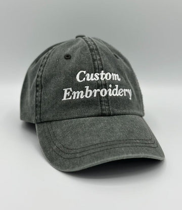 CUSTOM TEXT EMBROIDERED HAT MANY FONT CHOICES  QB-11