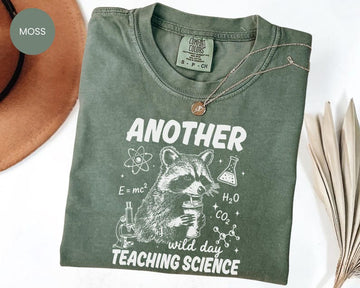 Funny Science Teacher Raccoon Shirt, Wild Day Wild Animal STEM Teacher Tee Comfort Colors, Back To School B-00133