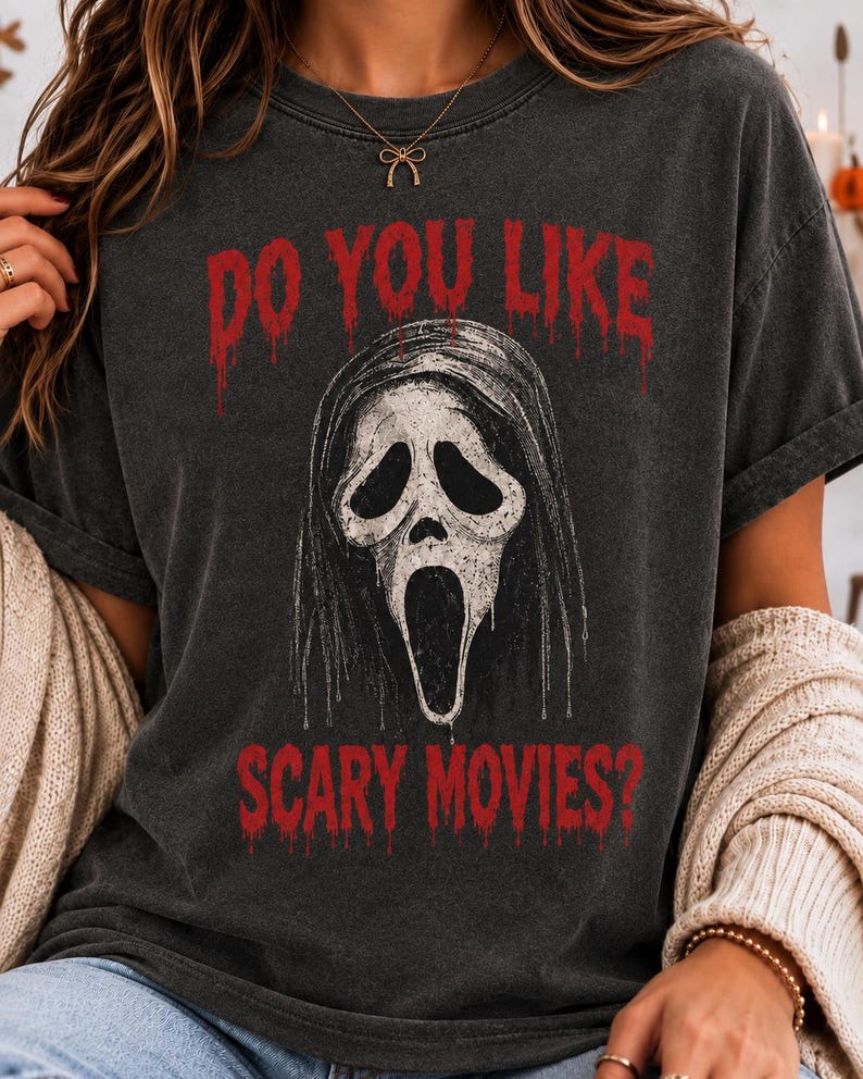 GHOSTFACE HORROR SHIRT, SCARY MOVIE SLASHER HALLOWEEN T-SHIRT TR-00281