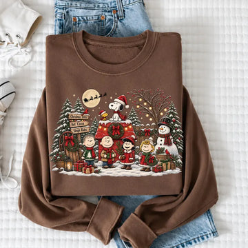 Vintage Christmas Cartoon Friends Tshirt Sweatshirt, Cozy Holiday Winter Crewneck, Cute Festive Friends Shirt B-00206