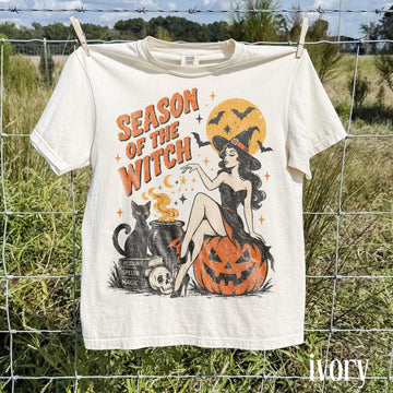 SEASON OF THE WITCH T-SHIRT, PIN UP WITCH GRAPHIC T-SHIRT TR-00308