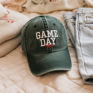Custom Embroidered "Game Day" Washed Cotton Cap – Team Spirit TK-0014