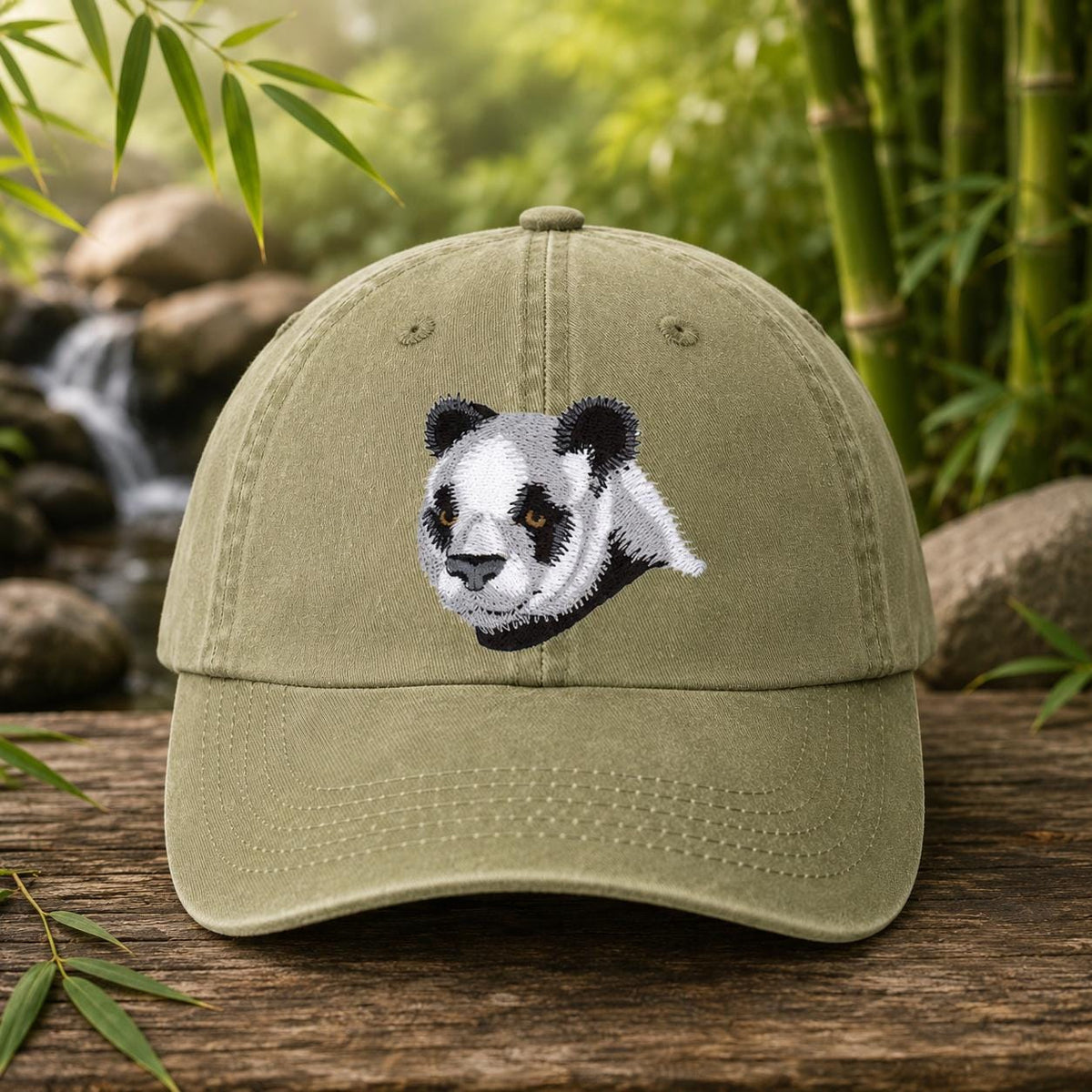 Embroidered Panda Two-Tone Cap | Panda Bear Hat TK - 0085