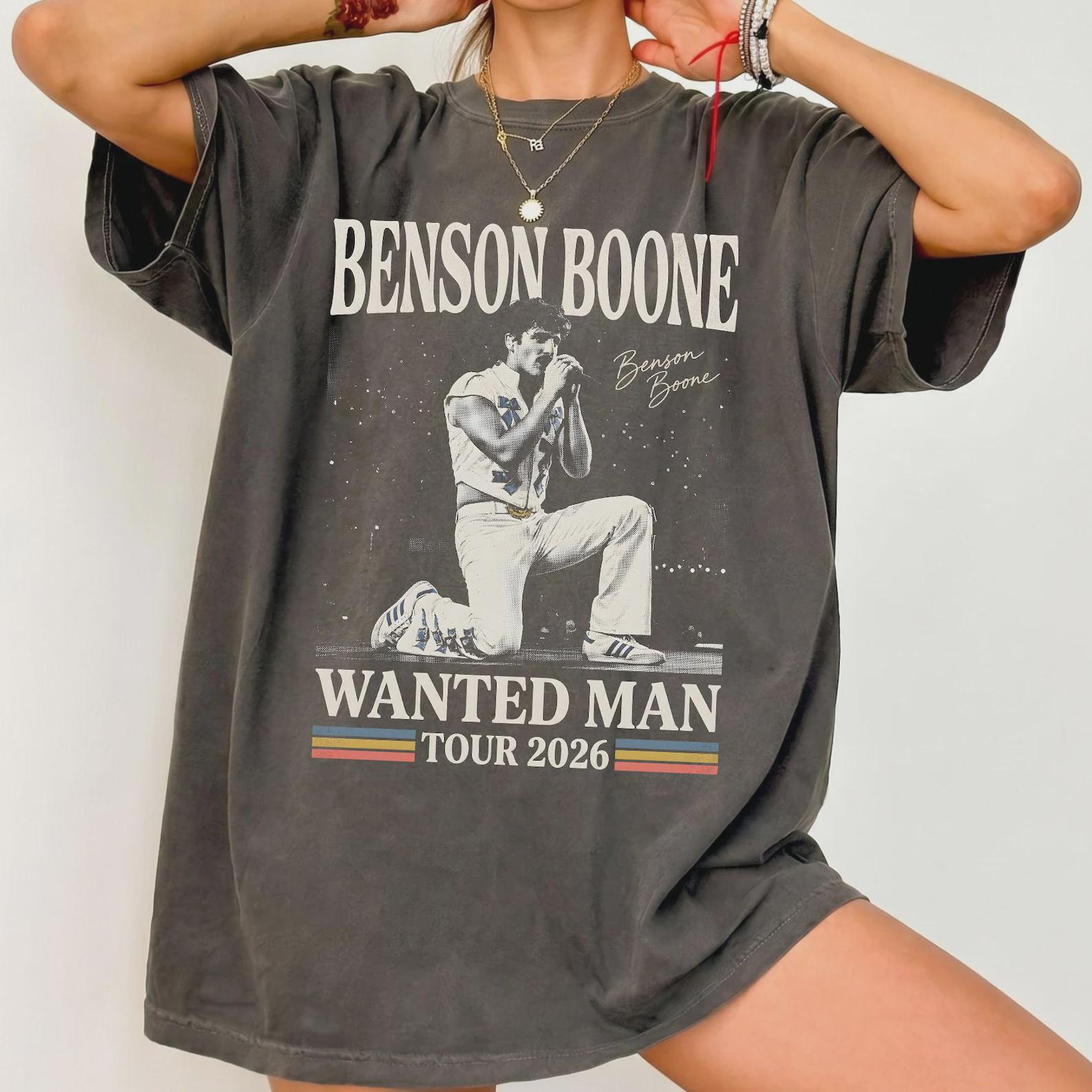 Benson Boone Tour 2026 Shirt, Wanted Man Concert Tee, Retro Music Fan Shirt, Vintage Concert Merch Style Tee, Pop Musicshirt Son-0315