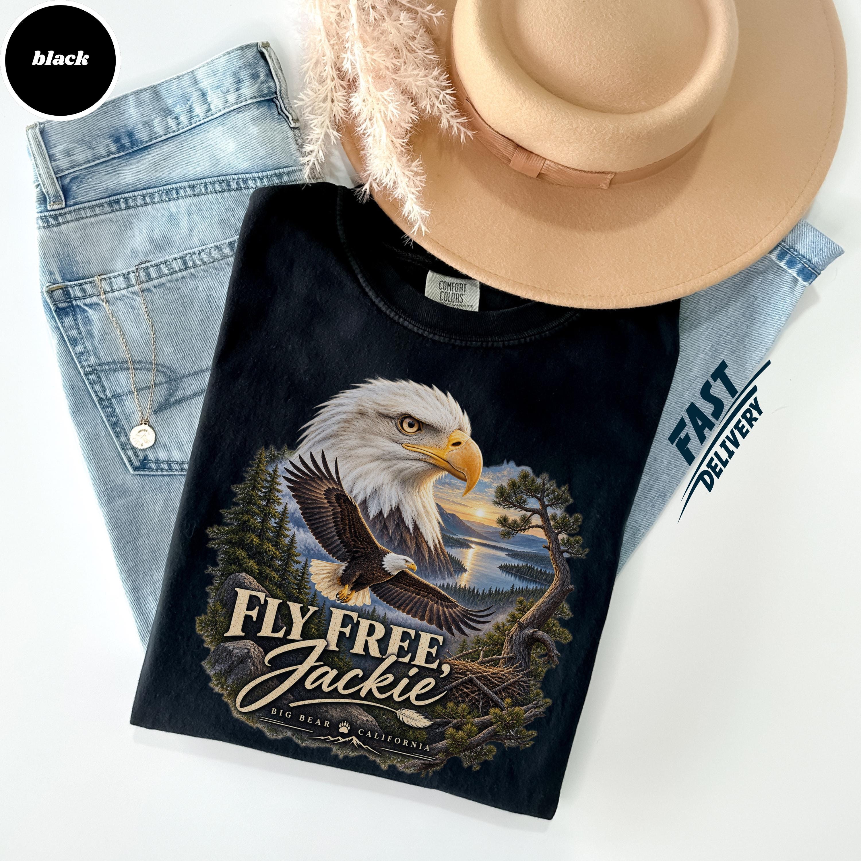 Fly Free Jackie Shirt, Big Bear Eagle Memorial Tee, Bald Eagle Tribute, Jackie the Eagle Shirt, Comfort Colors Wildlife T Shirt, Eagle Gift! Son-0320