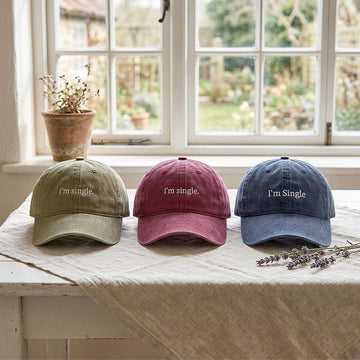 I'm Single Embroidered Washed Cotton Baseball Cap TK-0002