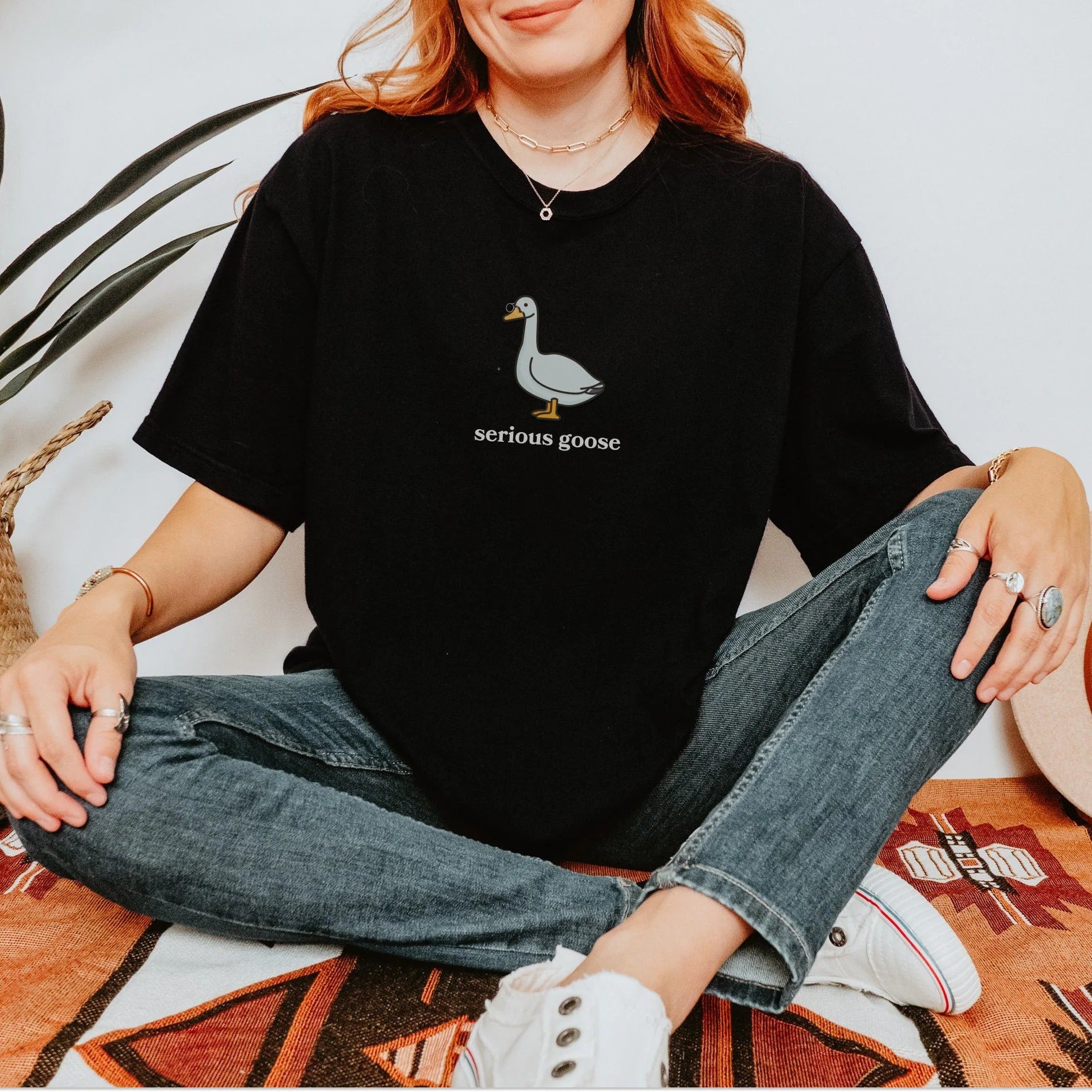 SERIOUS GOOSE SHIRT, FUNNY GOOSE SHIRT, FUNNY BIRD SHIRT, SATIRE, GOOSE LOVER SHIRT BT-0069