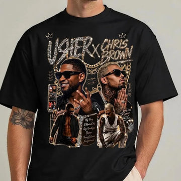 R&B TOUR VIBES , USHER CHRIS BROWN INSPIRED GRAPHIC, RETRO CONCERT TEE LL - 0304