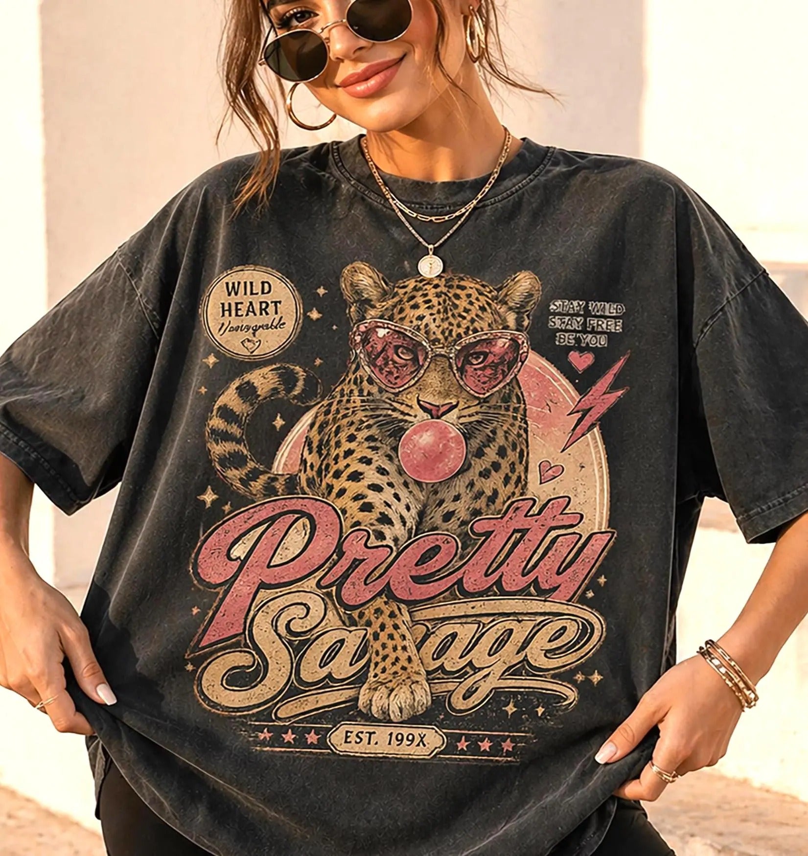 LEOPARD GRAPHIC T-SHIRT RETRO VINTAGE COMFORT COLORS FUNNY ANIMAL GIFT TEE LL - 0270