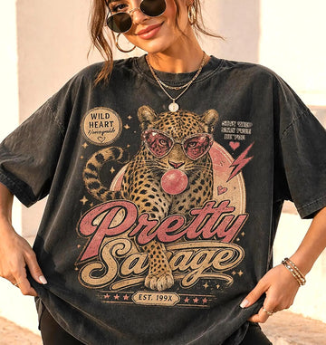 LEOPARD GRAPHIC T-SHIRT RETRO VINTAGE COMFORT COLORS FUNNY ANIMAL GIFT TEE LL - 0270