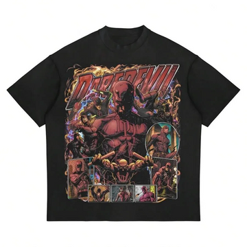 VINTAGE DAREDEVIL GRAPHIC SHIRT, MARVEL DAREDEVIL BOOTLEG RAP TEE, RETRO MATT MURDOCK T-SHIRT LL - 0303