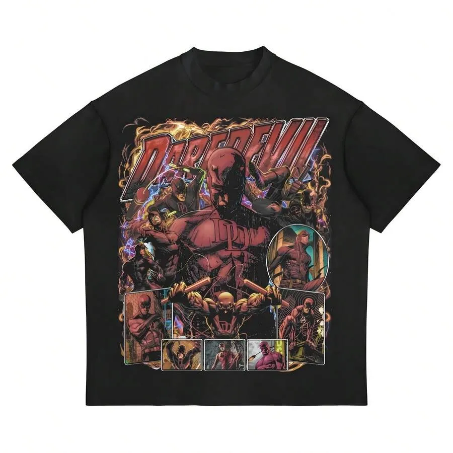 VINTAGE DAREDEVIL GRAPHIC SHIRT, MARVEL DAREDEVIL BOOTLEG RAP TEE, RETRO MATT MURDOCK T-SHIRT LL - 0303