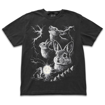 VINTAGE THREE BUNNY MOON LIGHTNING T-SHIRT LL - 0251