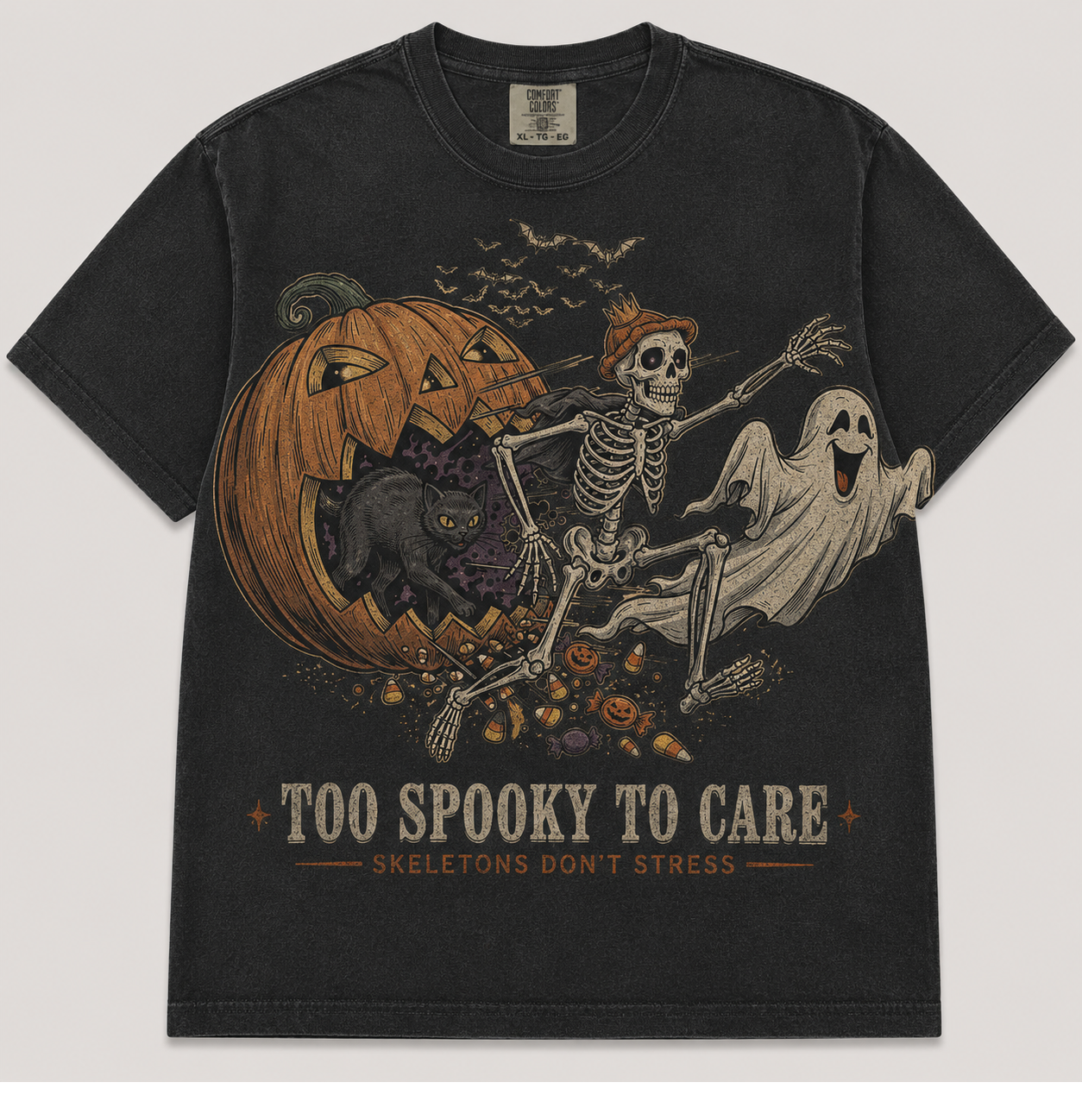TOO SPOOKY TO CARE HALLOWEEN T-SHIRT AV-00145