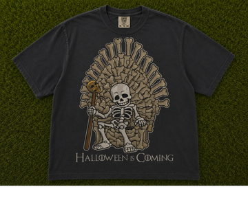 HALLOWEEN IS COMING SKELETON THRONE T-SHIRT AV-00133