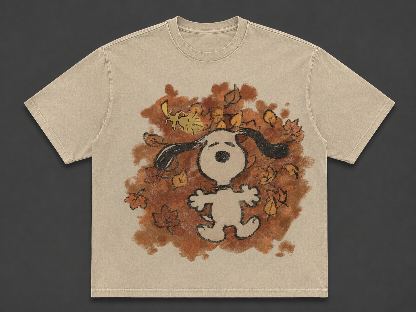 CUTE FALL LEAF DOG VINTAGE AUTUMN HALLOWEEN GRAPHIC TEE AV-00197