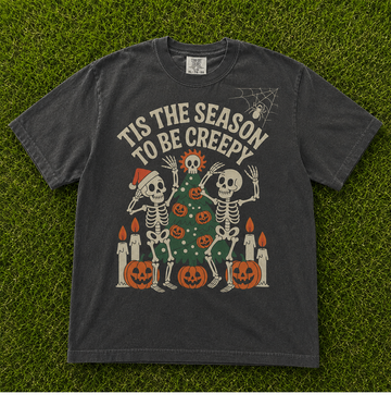 TIS THE SEASON TO BE CREEPY RETRO HALLOWEEN T-SHIRT AV-00125