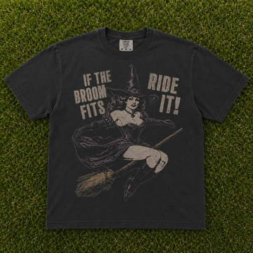 IF THE BROOM FITS RIDE IT HALLOWEEN T-SHIRT AV-00111