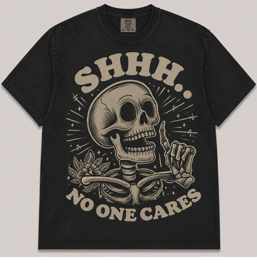 NO ONE CARES VINTAGE HALLOWEEN SKELETON T-SHIRT AV-00152