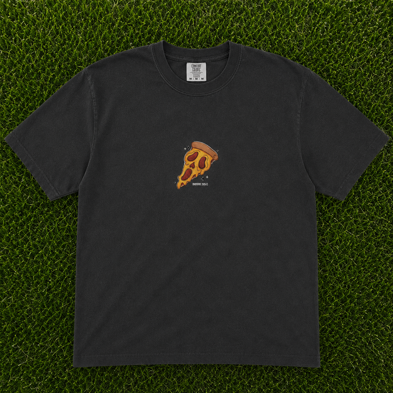CUTE GHOST PIZZA CHEST EMBROIDERY SHIRT AV-0083
