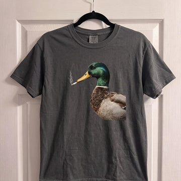 SMOKING MALLARD DUCK GRAPHIC T-SHIRT HHUE - 062