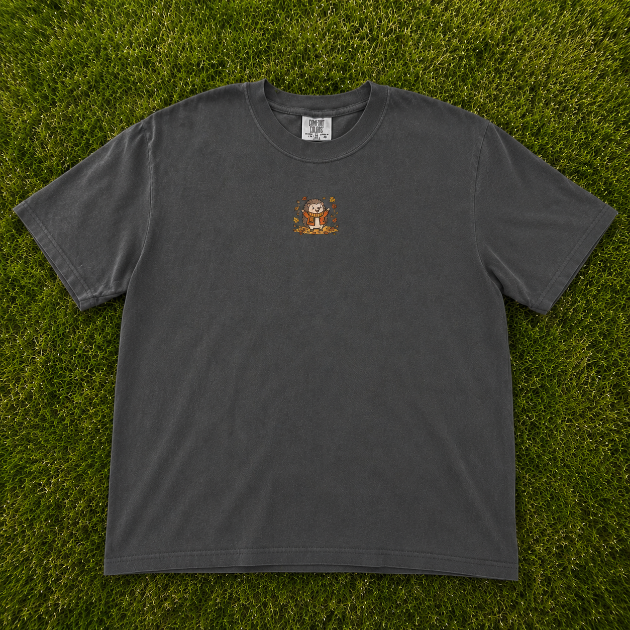 CUTE AUTUMN HEDGEHOG EMBROIDERED TEE AV-0070