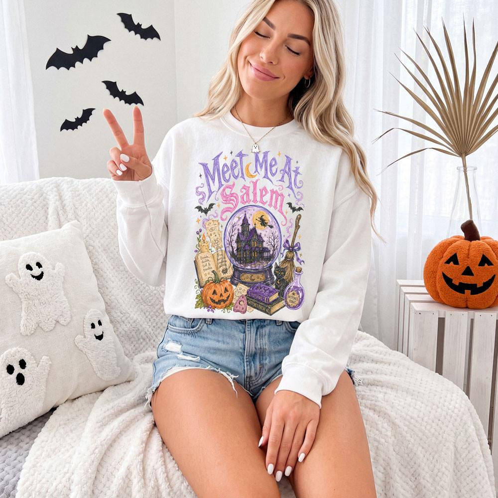 Meet Me at Salem Graphic T-shirt, Halloween Vibes, Holiday Shirt B-00158
