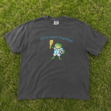 OFF TO WATCH ARGENTINA FROG SOCCER EMBROIDERED TEE CT-0036